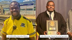 Left, Security Officer Jerrell Griffin and right, Transit Security Specialist John Morning. Left, Security Officer Jerrell Griffin and right, Transit Security Specialist John Morning.