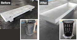 A bench and trashcan at CTA's Ashland Station on the Orange Line after work associated with Refresh & Renew was performed. A bench and trashcan at CTA's Ashland Station on the Orange Line after work associated with Refresh & Renew was performed.