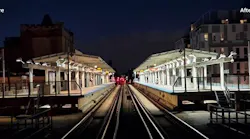 Lighting upgrades performed as part of CTA's Refresh & Renew program; left shows the platform lighting at Belmont Station before upgrades, while the right side has the new lighting installed.