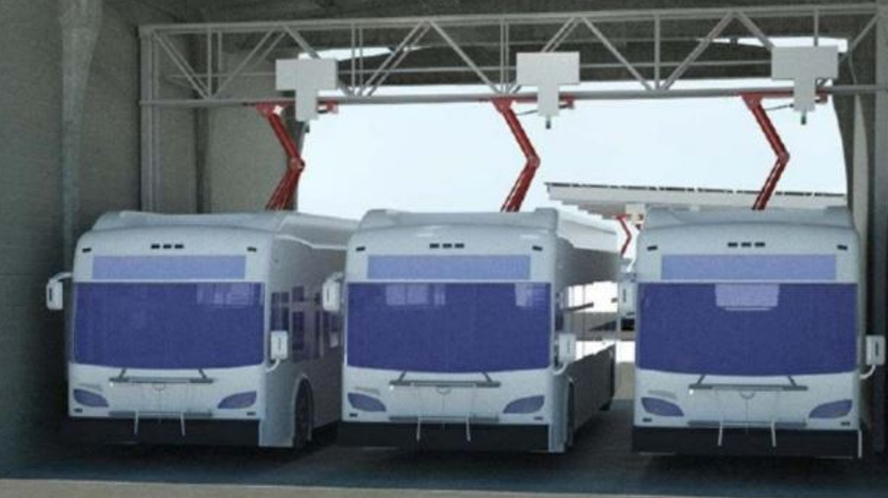 A rendering of what a future NJ Transit charging depot at one of its garages could look like.