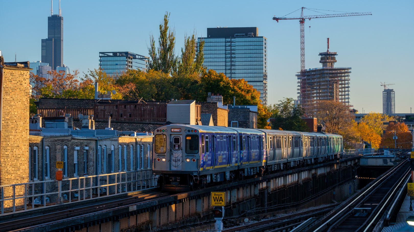 A CTA Brown Line train to Kimball.