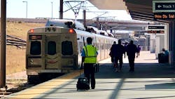 An RTD A Line train at Denver International Airport in September 2021. An RTD A Line train at Denver International Airport in September 2021.