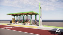 A rendering of a bus stop that would be part of future service on mConnect BRT in Memphis.