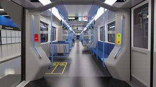 A rendering of the interior of an Ontario Line train.