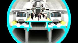 A rendering of the planned single bore tunnel for the second phase of the BART extension. A rendering of the planned single bore tunnel for the second phase of the BART extension.