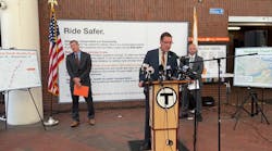 MBTA Steve Poftak speaks at a press conference ahead of this year&apos;s 30-day shutdown of the Orange Line for maintenance; Poftak sent a letter to employees this week notifying them of his intention to leave the authority in January 2023.