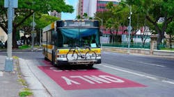 A TheBus, driving on the Bus Only Lane, on King Street A TheBus, driving on the Bus Only Lane, on King Street