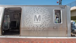 A 7000-series railcar at Falls Church Station. A 7000-series railcar at Falls Church Station.