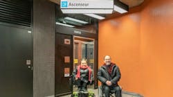 Mme Laurence Parent, borough councillor for the De Lorimier district and vice chair of the STM Board of Directors and M. Sylvain Le May, paratransit users representative on STM's Board of directors at the Jolicoeur station when elevators were commissioned. Mme Laurence Parent, borough councillor for the De Lorimier district and vice chair of the STM Board of Directors and M. Sylvain Le May, paratransit users representative on STM's Board of directors at the Jolicoeur station when elevators were commissioned.