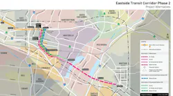 Map for the Eastside Transit Corridor Phase 2 Project.