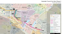Map for the Eastside Transit Corridor Phase 2 Project.