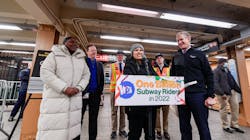 MTA Chair & CEO Janno Lieber, NYCT President Richard Davey and Acting Chief Customer Officer Shanifah Rieara recognize Bronx resident Sasha Salazar as the one billionth subway rider of 2022 during a ceremony at the 161 St. Yankee Stadium station on Dec. 27, 2022. MTA Chair & CEO Janno Lieber, NYCT President Richard Davey and Acting Chief Customer Officer Shanifah Rieara recognize Bronx resident Sasha Salazar as the one billionth subway rider of 2022 during a ceremony at the 161 St. Yankee Stadium station on Dec. 27, 2022.