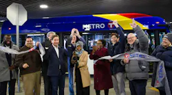 Officials celebrate the opening of Metro Transit's fifth BRT line, the D Line, which will connect two major transit hubs - Mall of America to Brooklyn Transit Center - along an 18-mile corridor.