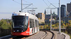 A Confederation Line train shortly before the line opened for revenue service in 2019.