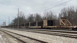 Rail being delivered in January 2022 for the South Shore Double Track project. Rail being delivered in January 2022 for the South Shore Double Track project.