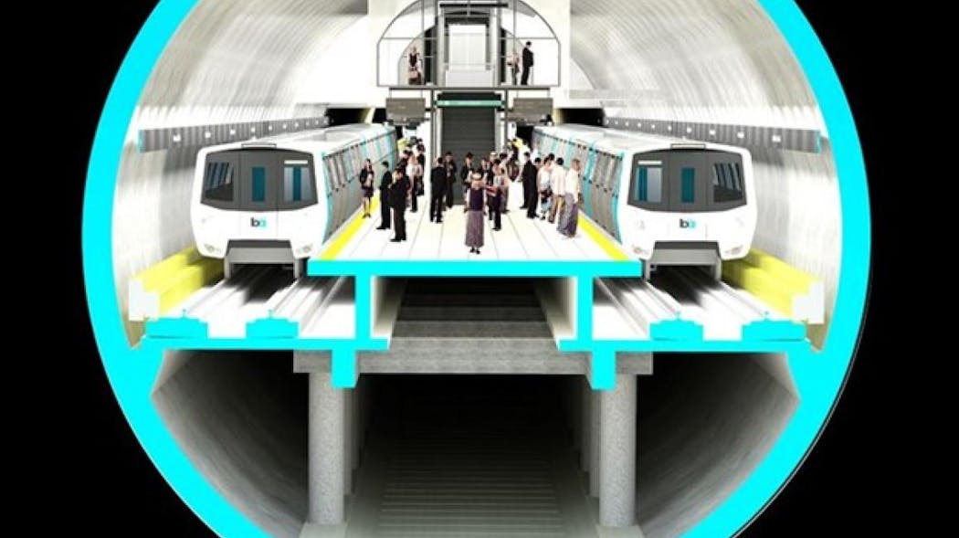 A rendering of the planned single bore tunnel for the second phase of the BART extension.