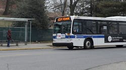 MTA bus parked next to a stop MTA bus parked next to a stop