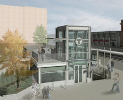 A rendering of accessibility improvements at MBTA&apos;s Symphony Station.