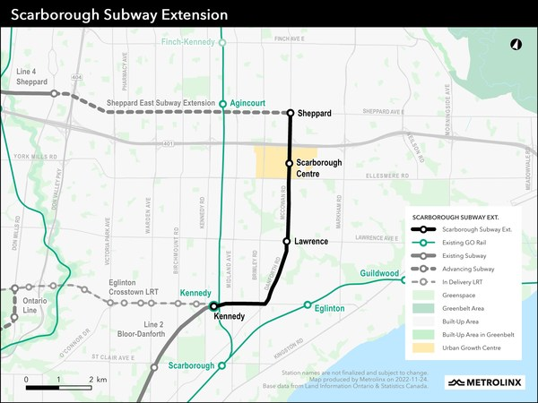 The Scarborough Subway Extension will include three new stations and is being delivered using a Progressive Design-Build model.