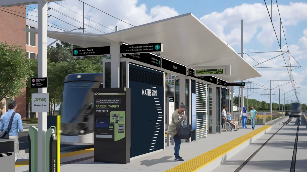 Streetview of Matheson LRT platform by day, artist renderings are subject to change.