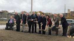 Officials break ground Nov. 2, 2018, on the Pawtucket-Central Falls Commuter Rail Station and Bus Hub.