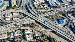 Aerial View of Busy Freeway Interchange