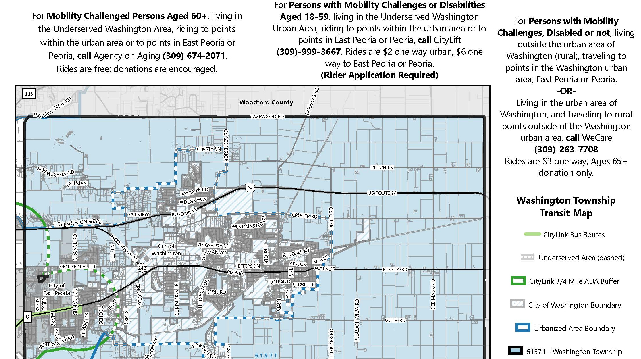 CityLink paratransit pilot program map