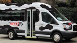 A rendering of a MicroMOO vehicle that began serving Windsor, Vt., through a new microtransit pilot program on Jan. 23. A rendering of a MicroMOO vehicle that began serving Windsor, Vt., through a new microtransit pilot program on Jan. 23.