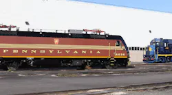 NJ Transit's ALP46A 4636 train wears a Pennsylvania Railroad-inspired scheme to celebrate the agency's 40-year anniversary.