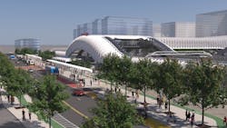 A preliminary conceptual rendering of Fresno Station as part of the high-speed rail project in the Central Valley. A preliminary conceptual rendering of Fresno Station as part of the high-speed rail project in the Central Valley.