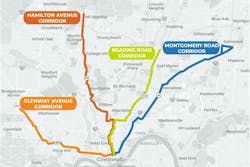 Following a BRT study and community input, Cincinnati Metro has named the Hamilton Avenue Corridor and Reading Road Corridor as the first two BRT routes in the region; enhancements will also be made to Montgomery Road and Glenway Avenue corridors.