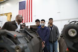 Marlon Lewis, component repair maintenance shop superintendent, and students from Mission Valley ROP during a tour of Hayward Maintenance Complex. Marlon Lewis, component repair maintenance shop superintendent, and students from Mission Valley ROP during a tour of Hayward Maintenance Complex.