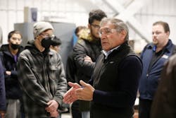 Richard Severo, assistant chief mechanical officer, with students from Mission Valley ROP during a tour of Hayward Maintenance Complex on Dec. 9, 2022. Richard Severo, assistant chief mechanical officer, with students from Mission Valley ROP during a tour of Hayward Maintenance Complex on Dec. 9, 2022.