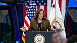 U.S. Vice President Kamala Harris speaks at NFI's St. Cloud facility. U.S. Vice President Kamala Harris speaks at NFI's St. Cloud facility.