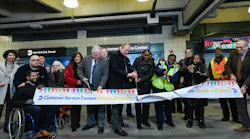MTA Chair & CEO Janno Lieber, Chief Customer Officer Shanifah Rieara, Chief Accessibility Officer Quemuel Arroyo, and NYC Transit President Richard Davey open the first satellite Customer Service Center at Stillwell Terminal.