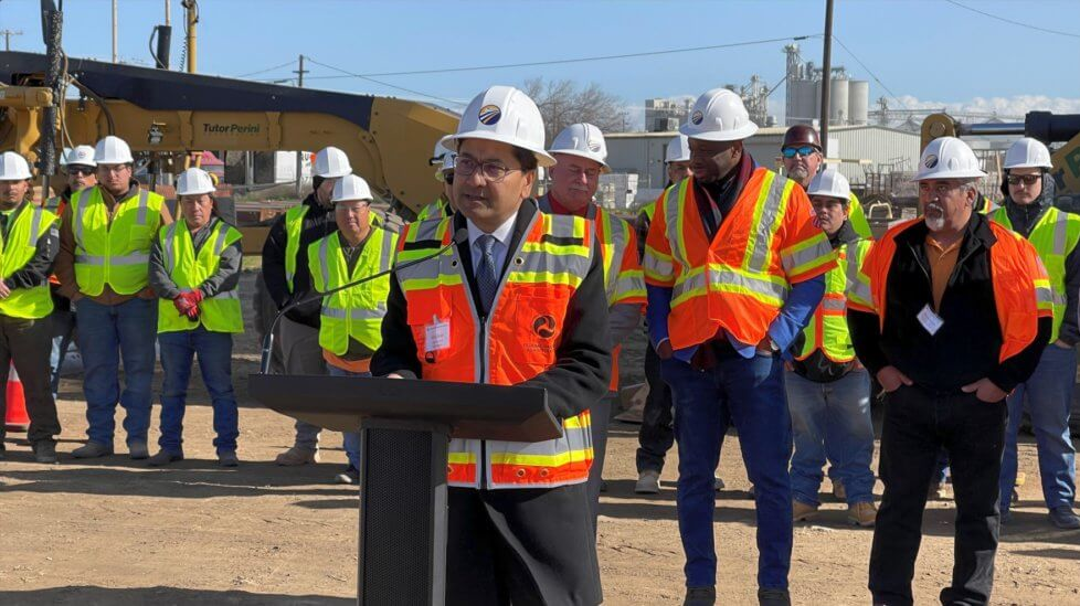 Federal Railroad Administration Administrator Amit Bose speaks at the press conference.