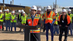 Federal Railroad Administration Administrator Amit Bose speaks at the press conference.
