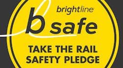 Brightline rail and safety pledge graphic.