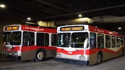 Calgary Transit buses from a video promoting the upcoming zero-emission bus pilot. The city of Calgary will receive C$165 million to purchase zero-emission vehicles for the city&apos;s transit fleet.