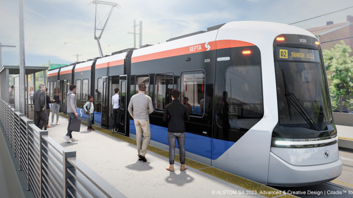 A rendering of the Alstom Citadis; SEPTA has awarded Alstom a contract that includes a base order of 130 vehicles as part of the authority's Trolley Modernization Program.