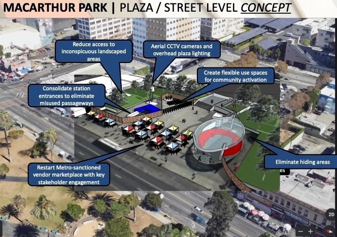 A concept for the station at street-level from a presentation given to the L.A. Metro Board.