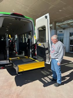 PICK driver Larry Wilson deploying the ramp. PICK driver Larry Wilson deploying the ramp.