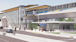 A conceptual rendering of a future 190 Street Station as part of the Surrey Langley SkyTrain project.