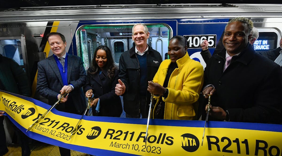 MTA Chair and CEO Janno Lieber and NYC Transit President Richard Davey participate in the inaugural ride of the first R211A subway to enter customer service.