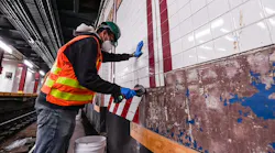 Crews perform Station ReNEWvation Program work at 8 Ave. on the L line on March 18.
