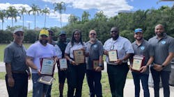 A group shot of the winners of the local Bus Roadeo and maintenance winners.