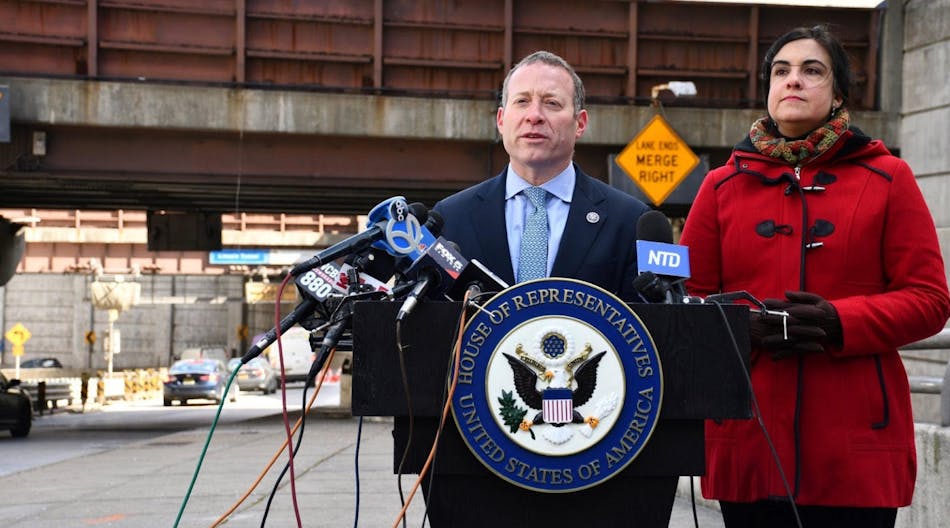 U.S. Reps. Gottheimer and Malliotakis speak during a press event to outline the priorities of their Congressional Anti-Congestion Tax Caucus.