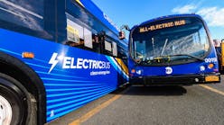 MTA electric buses on display as part of an event outlining plans to redevelop the Jamaica Bus Depot in Queens to fully support an all zero-emissions fleet of up to 60 electric buses.