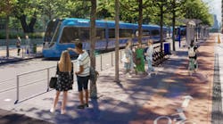 A rendering of future light-rail service in Austin, Texas.