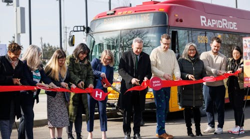 King County Metro launches the RapidRide H Line at Steve Cox Memorial Park in White Center. L-R: Seattle&rsquo;s Adiam Emery, Seattle Councilmember Lisa Herbold, 4Culture artists Jovita Mercado and Yasiman Ahsani, General Manager Michelle Allison, County Executive Dow Constantine, County Councilmember Joe McDermott, Burien Mayor Sofia Aragon, Tomo Chef Brady Ishiwata Wililams and White Center Food Bank Executive Director Carmen Smith.